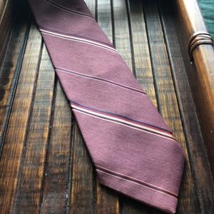 Ketch vintage tie.  Dusty pink with navy, red and green stripes.